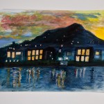 Across the water from our Tiburon apartment at The Cove, Night, 2009-10 (watercolor)